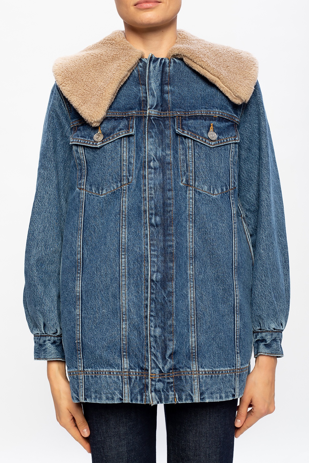 美品 MOUTON LAYERED JACKET DENIM